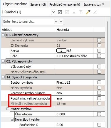 Použít minimální velikost symbolu